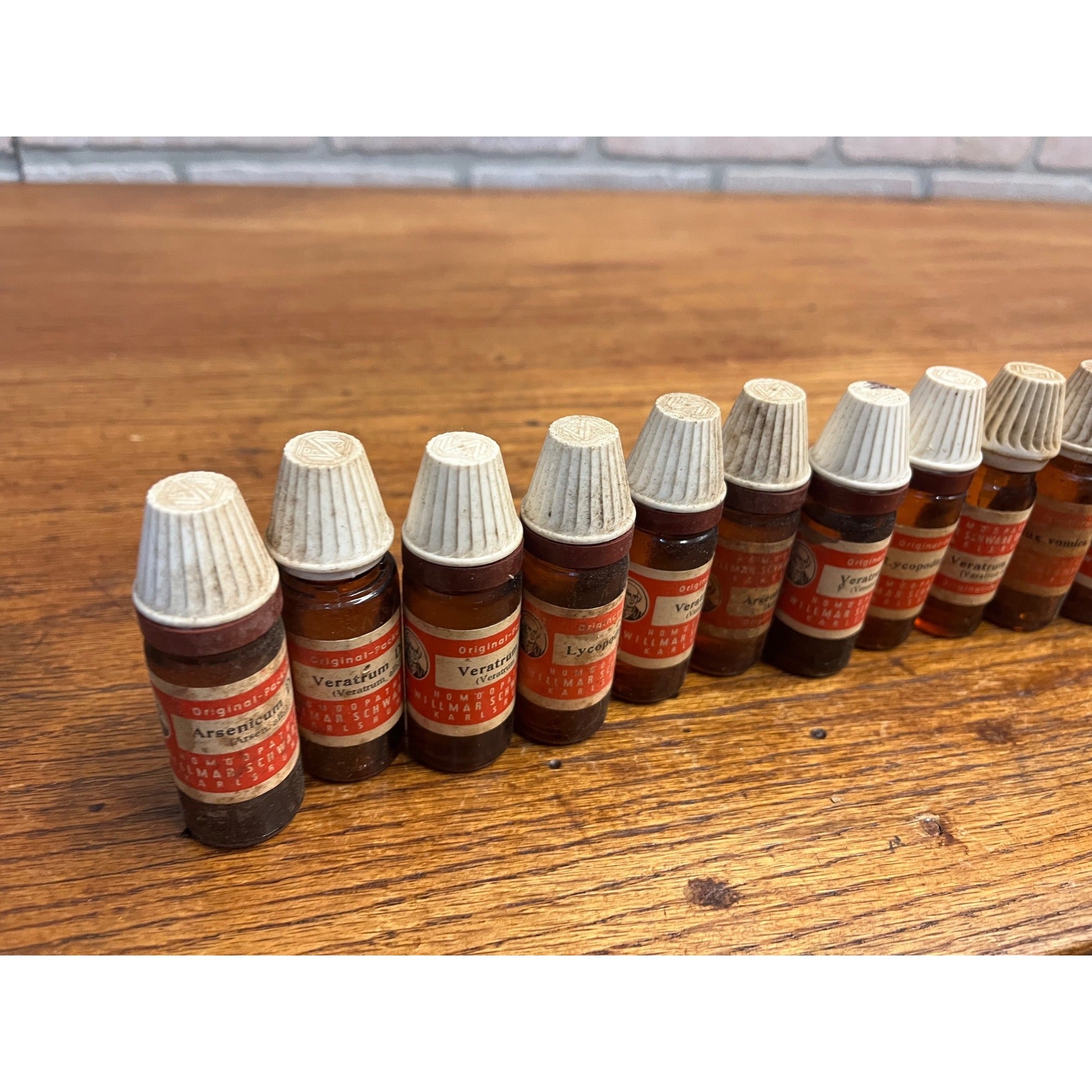 Antique Dr. Willmar Schwabe Homeopathic Medicine Bottles Lot (14) w/ Labels