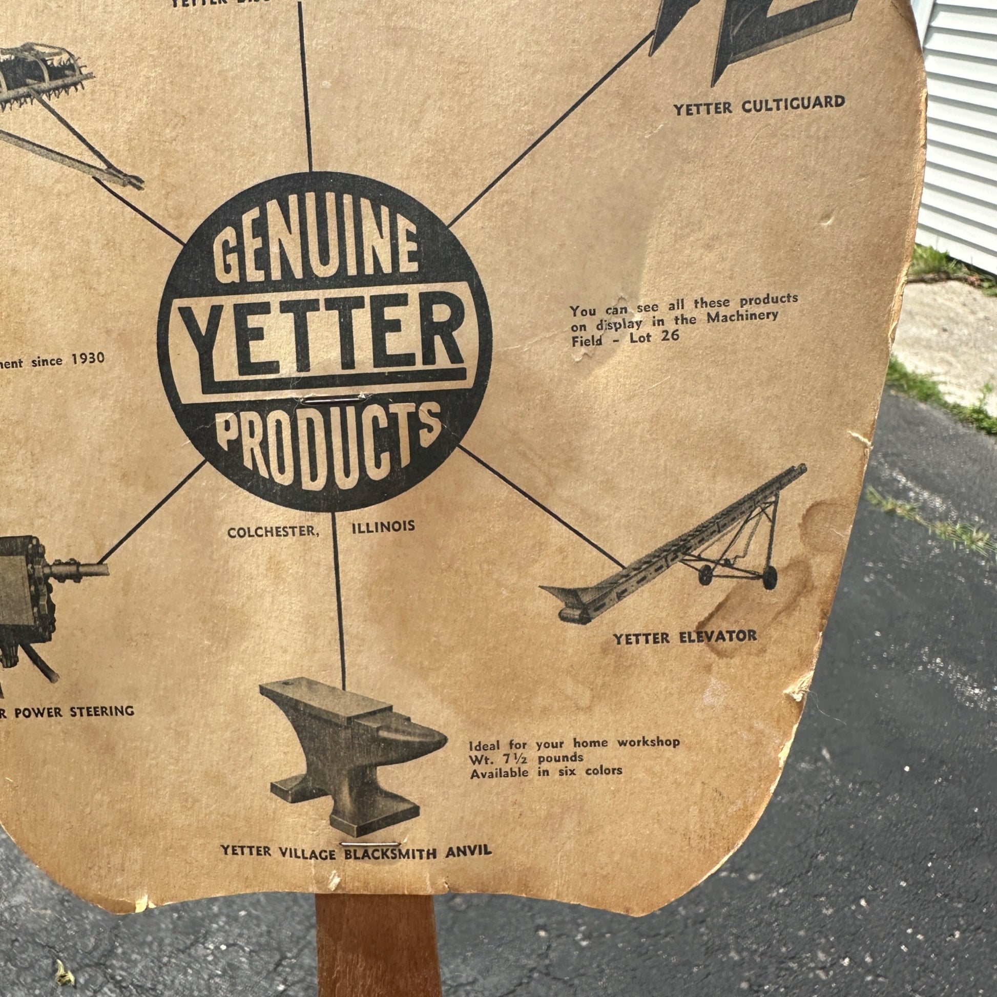 Vintage 1958 Yetter Products Hand Fan Rotary Hoe Colchester Illinois State Fair