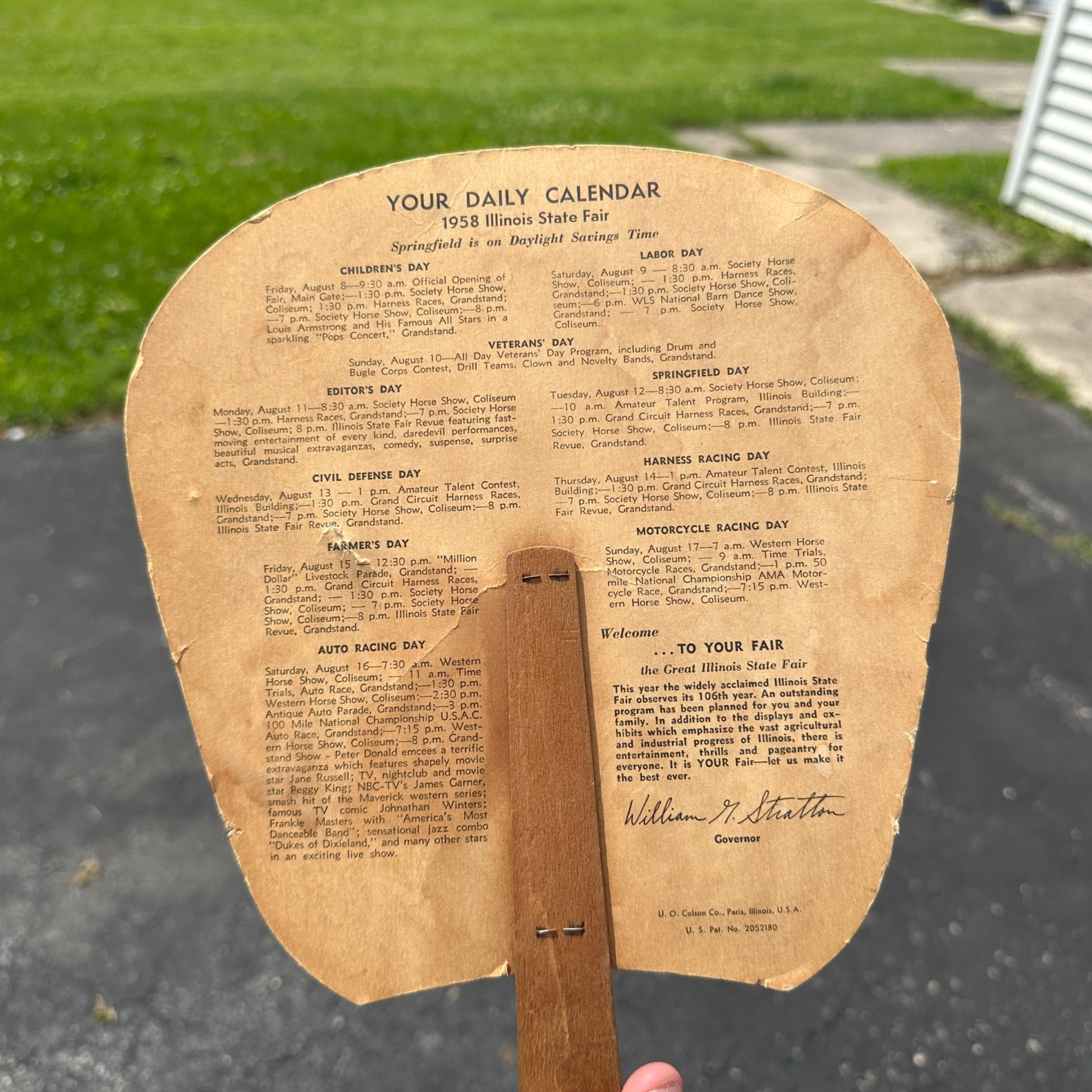 Vintage 1958 Yetter Products Hand Fan Rotary Hoe Colchester Illinois State Fair