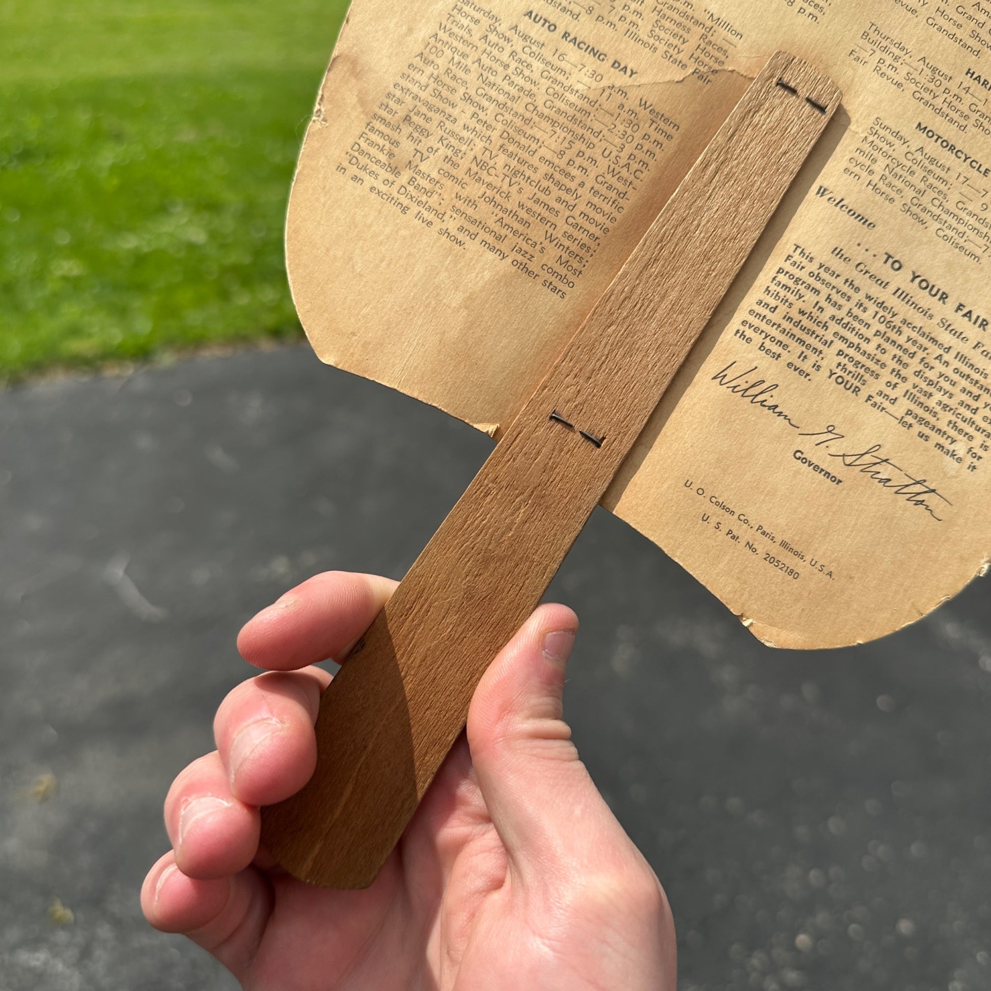 Vintage 1958 Yetter Products Hand Fan Rotary Hoe Colchester Illinois State Fair