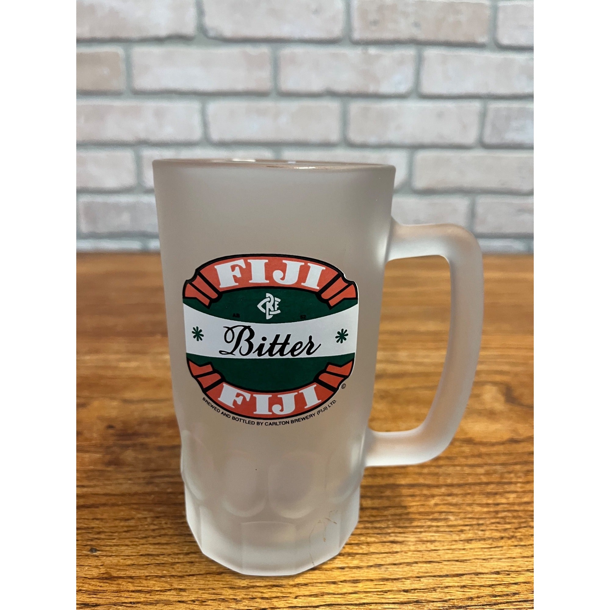 Vintage FIJI Bitter Beer Carlton Brewery Beer Heavy Glass Mug Stein Barware