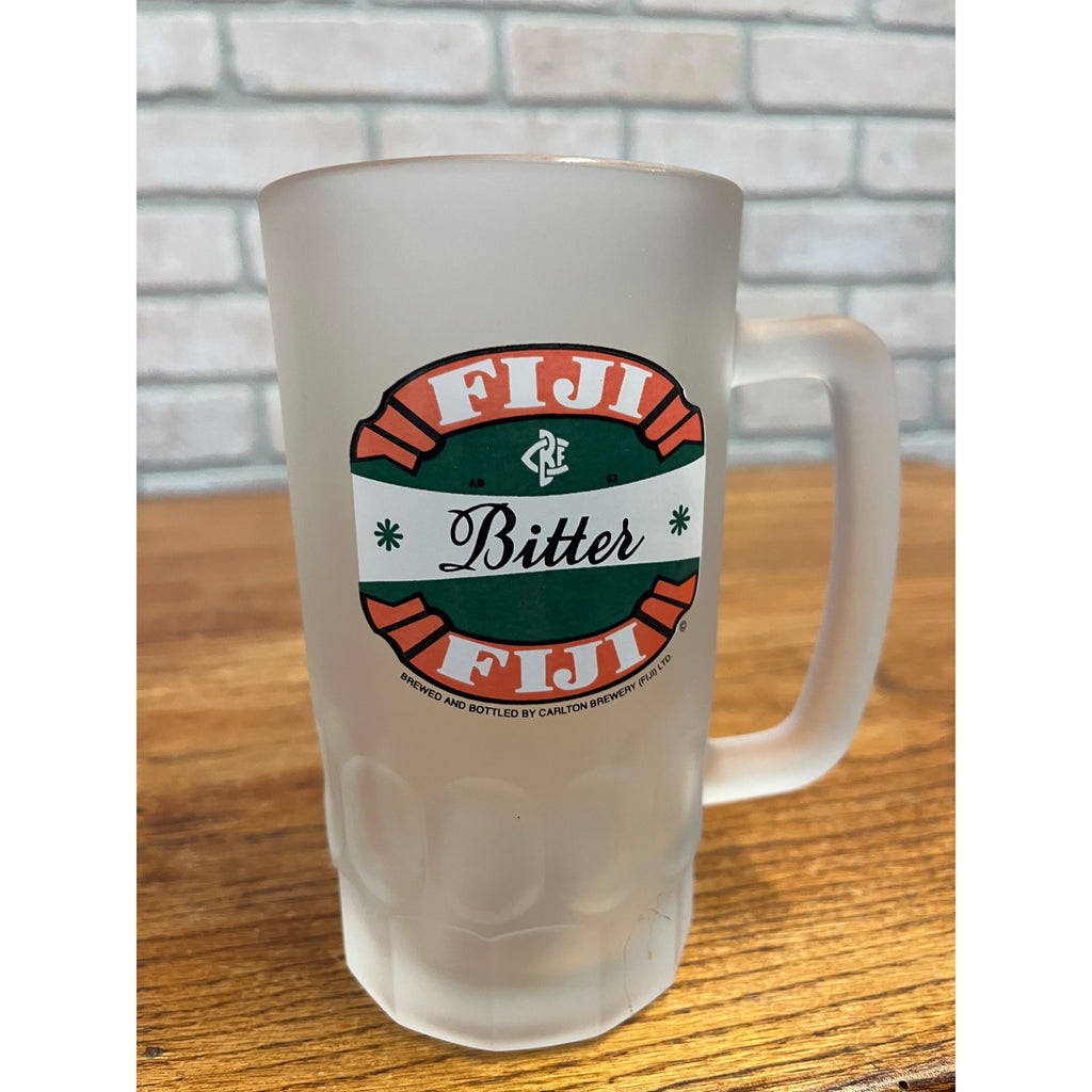 Vintage FIJI Bitter Beer Carlton Brewery Beer Heavy Glass Mug Stein Barware