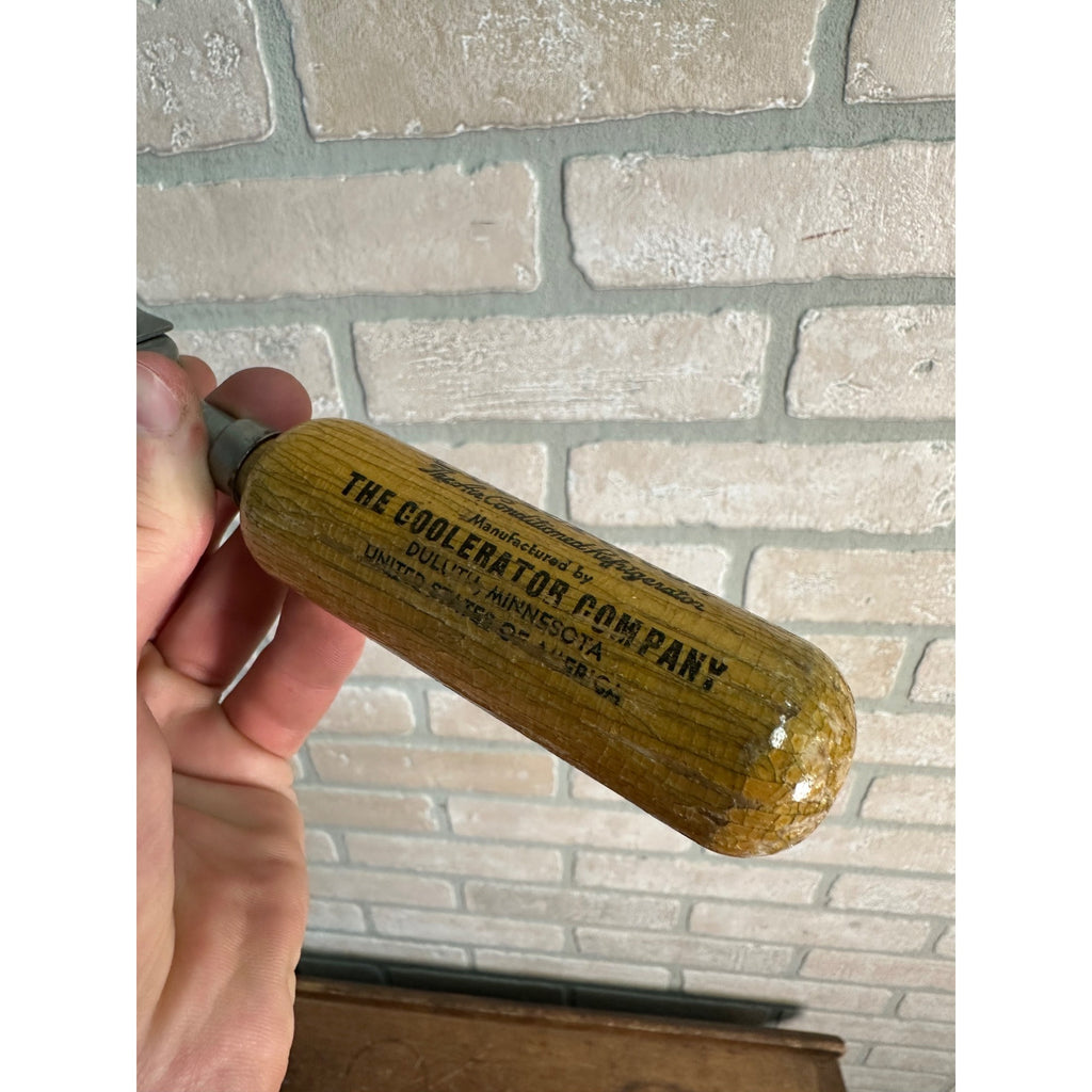 Vintage 1930s Coolerator Ice Box Fridge Advertising Ice Pick + Button Pinback