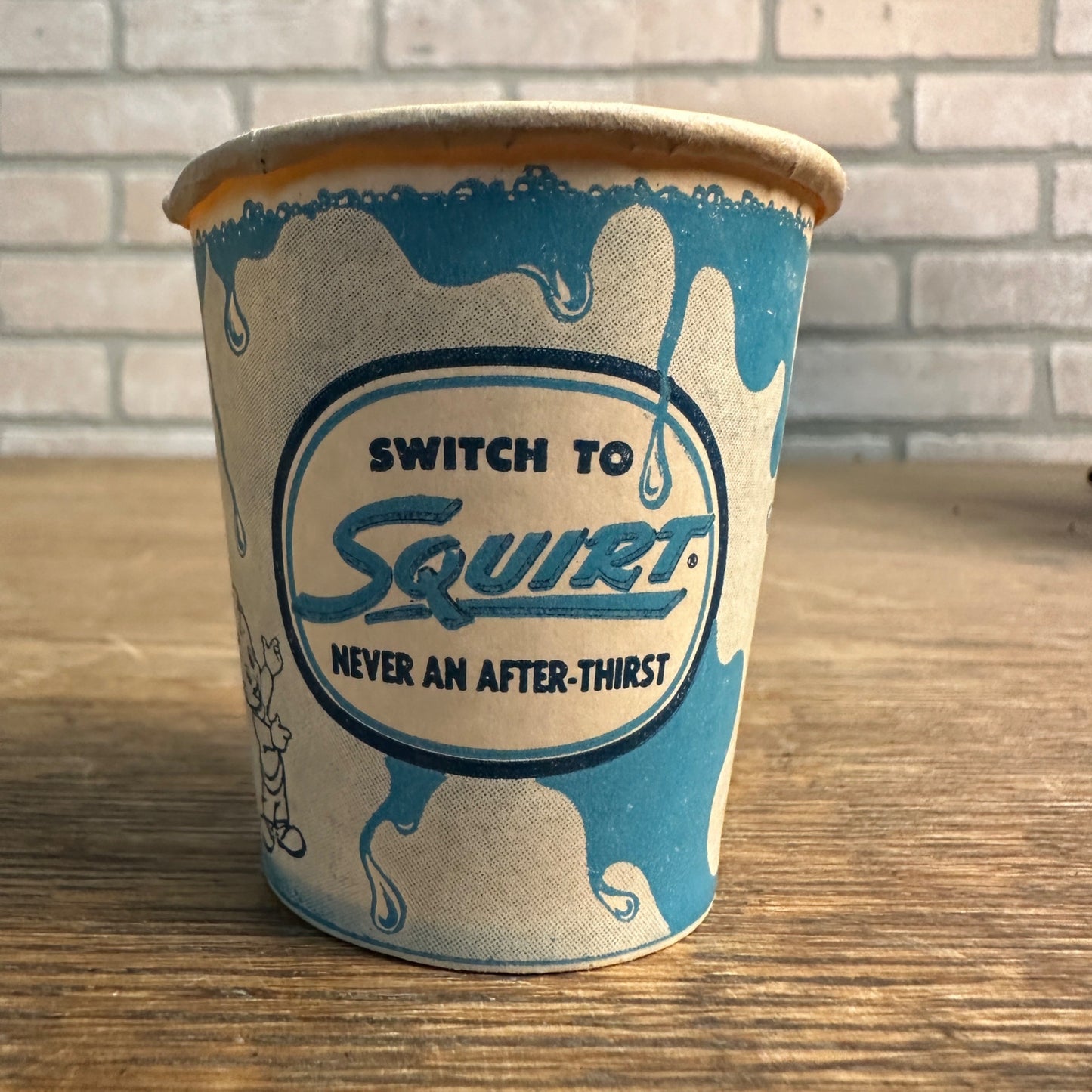 Vintage 1952 Squirt Blue Sample Soda Paper Wax Promotional Cup