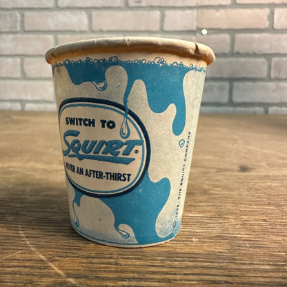 Vintage 1952 Squirt Blue Sample Soda Paper Wax Promotional Cup