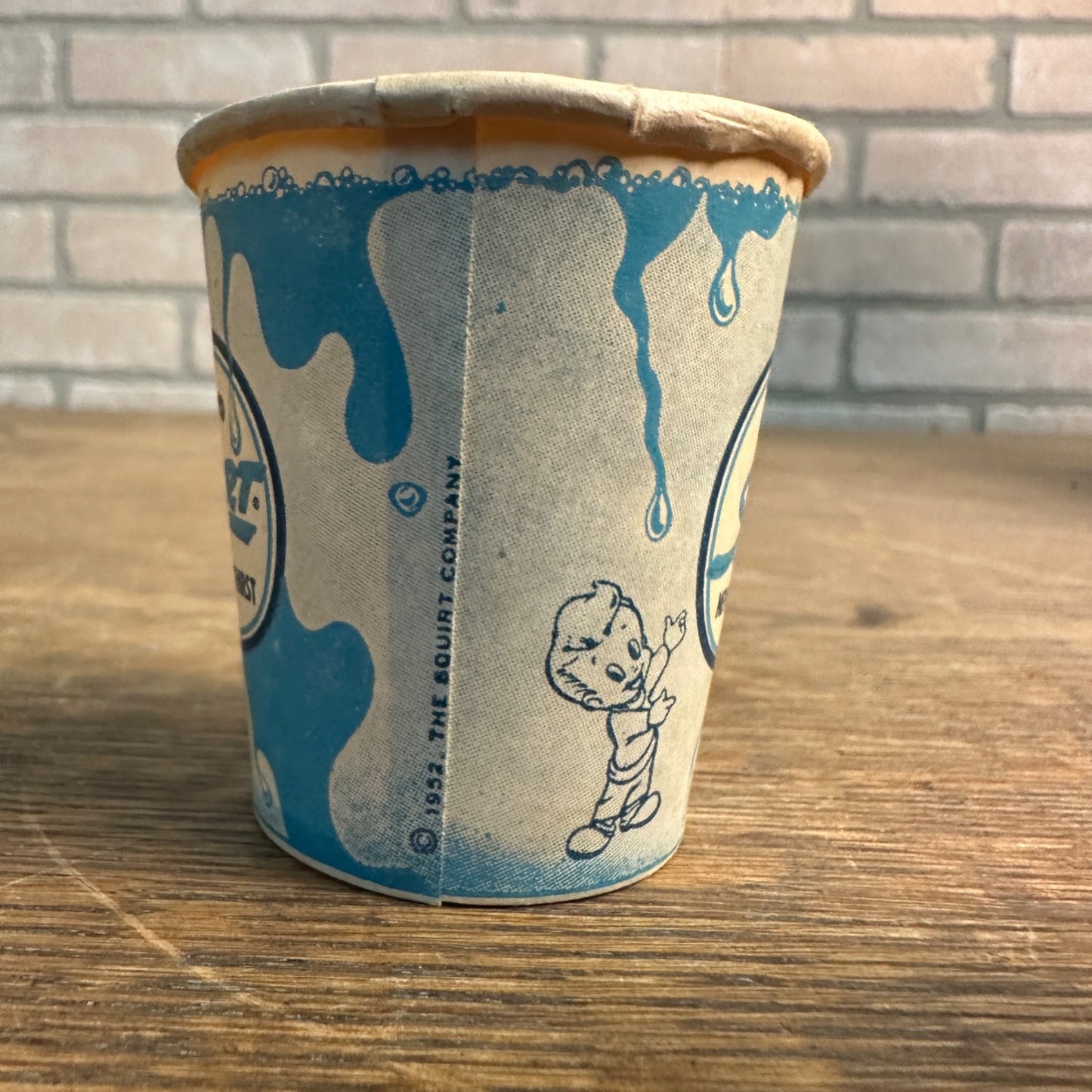 Vintage 1952 Squirt Blue Sample Soda Paper Wax Promotional Cup