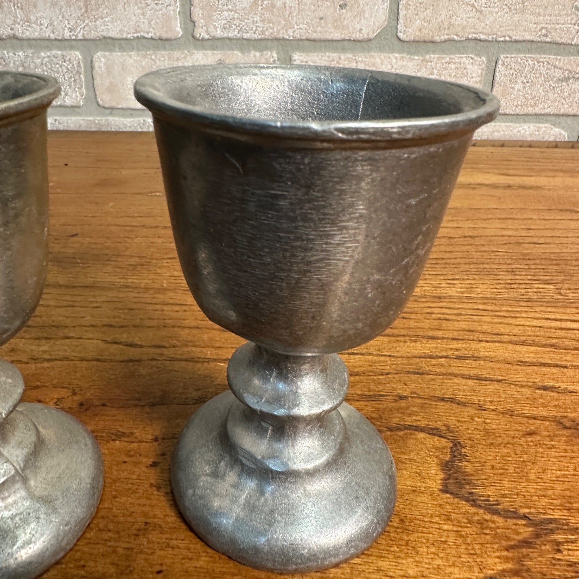 Vintage Pewter Wine Goblets 5" Footed Gothic Wedding Wilton Armetale?