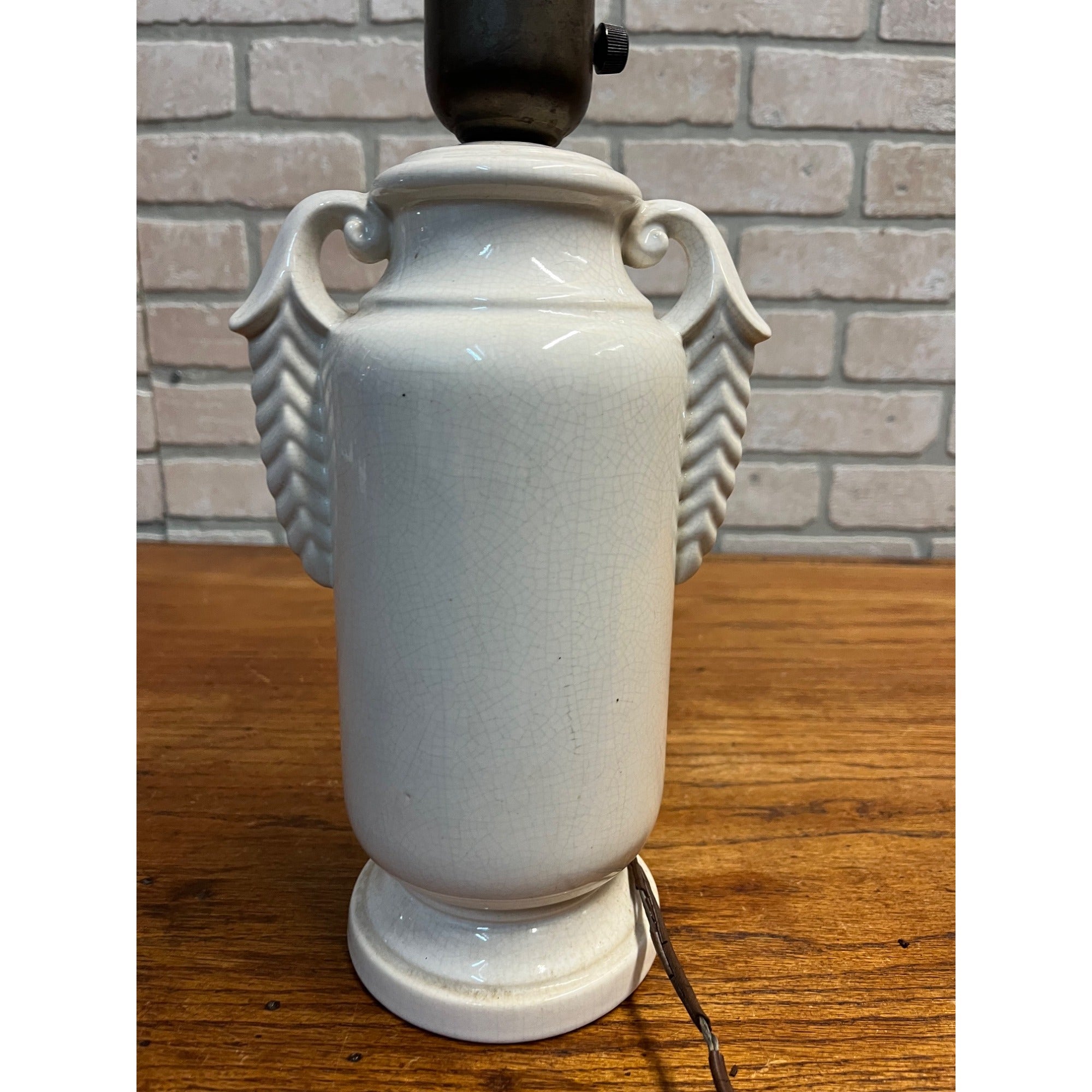 Vintage White Ceramic Urn Table Lamp Base Part French MCM Mid-Century