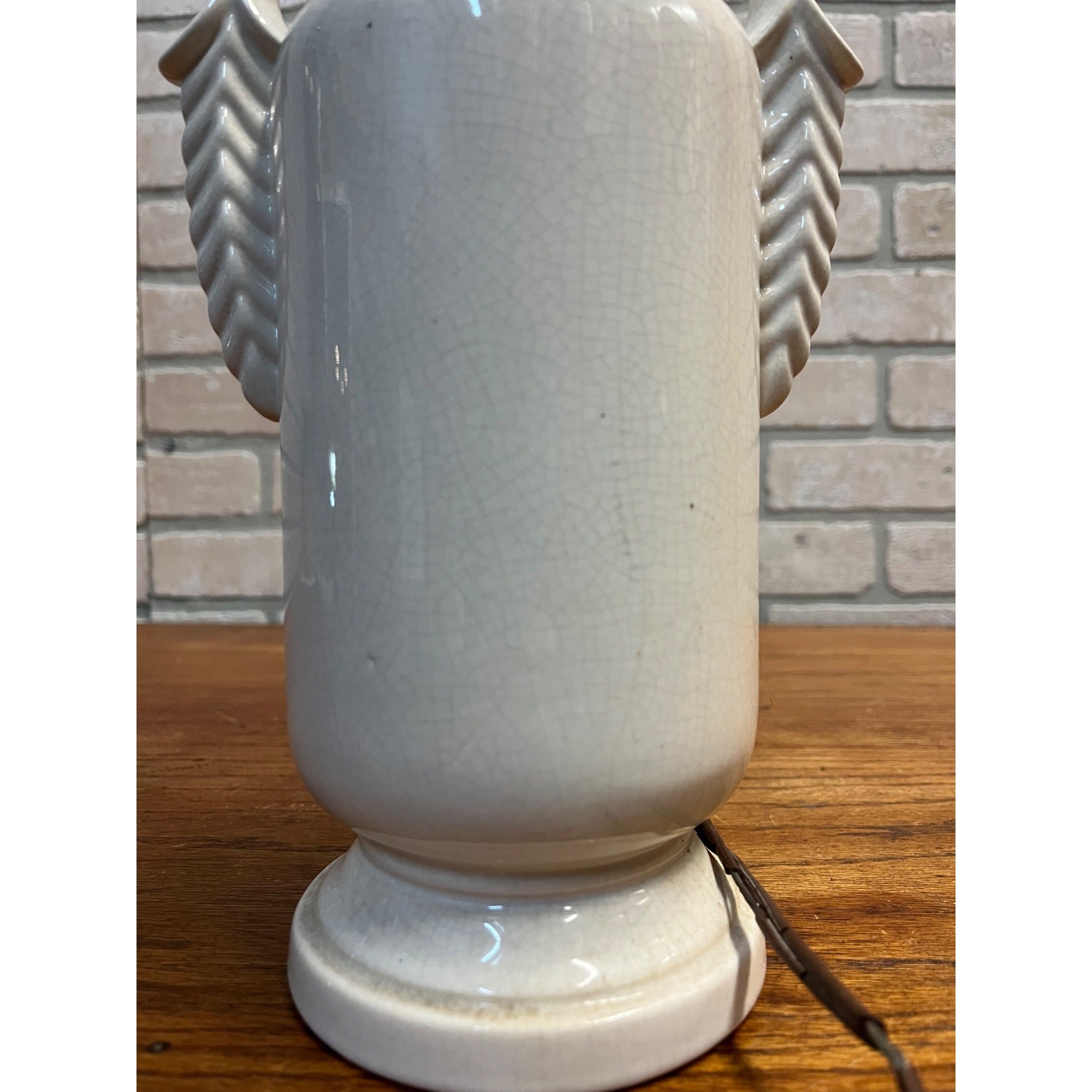 Vintage White Ceramic Urn Table Lamp Base Part French MCM Mid-Century