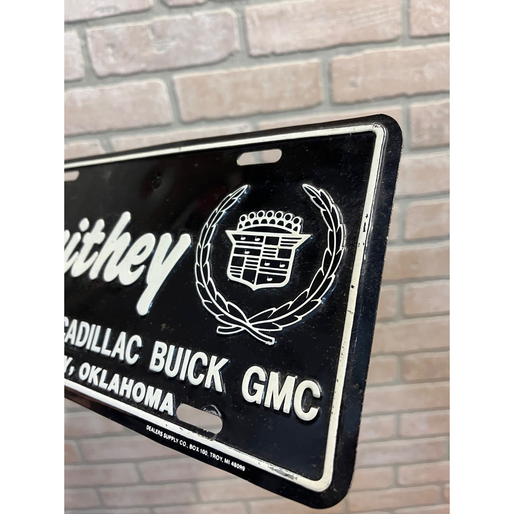 Vintage Oldsmobile Buick GMC Cadillac Dealer Metal Booster License Plate Oklahoma