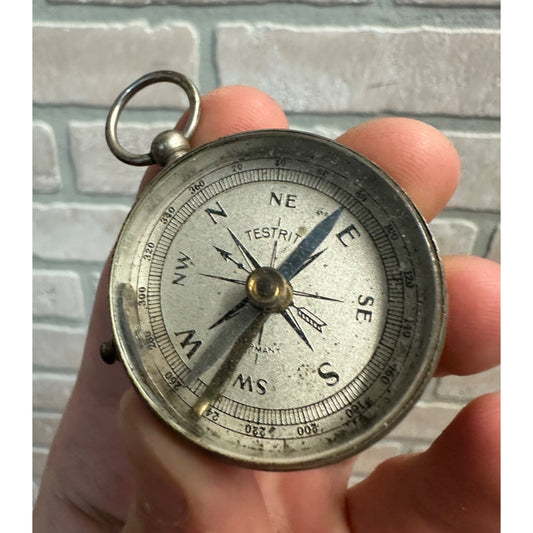 Vintage Testrite Germany Pocket Compass 1.5" Hunting Camping Outdoorsman