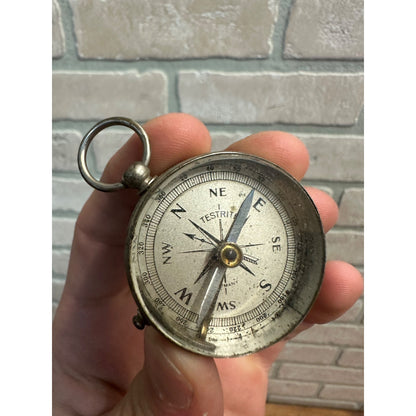 Vintage Testrite Germany Pocket Compass 1.5" Hunting Camping Outdoorsman