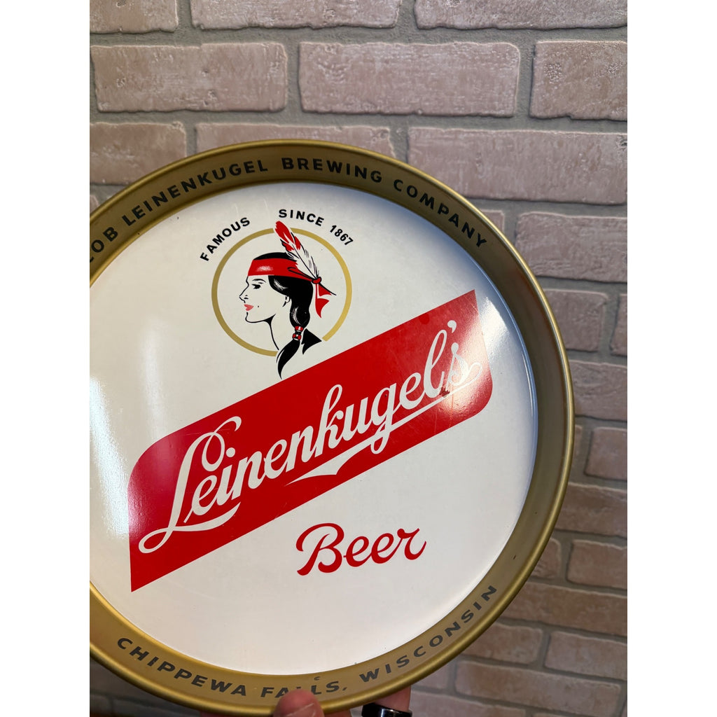 Original Leinenkugel’s Indian Maiden Metal Beer Serving Tray, Chippewa Falls Wi.