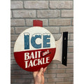 Ice Bait and Tackle Double Sided Flange Fishing Hunting Store Metal Tin Sign