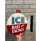 Ice Bait and Tackle Double Sided Flange Fishing Hunting Store Metal Tin Sign