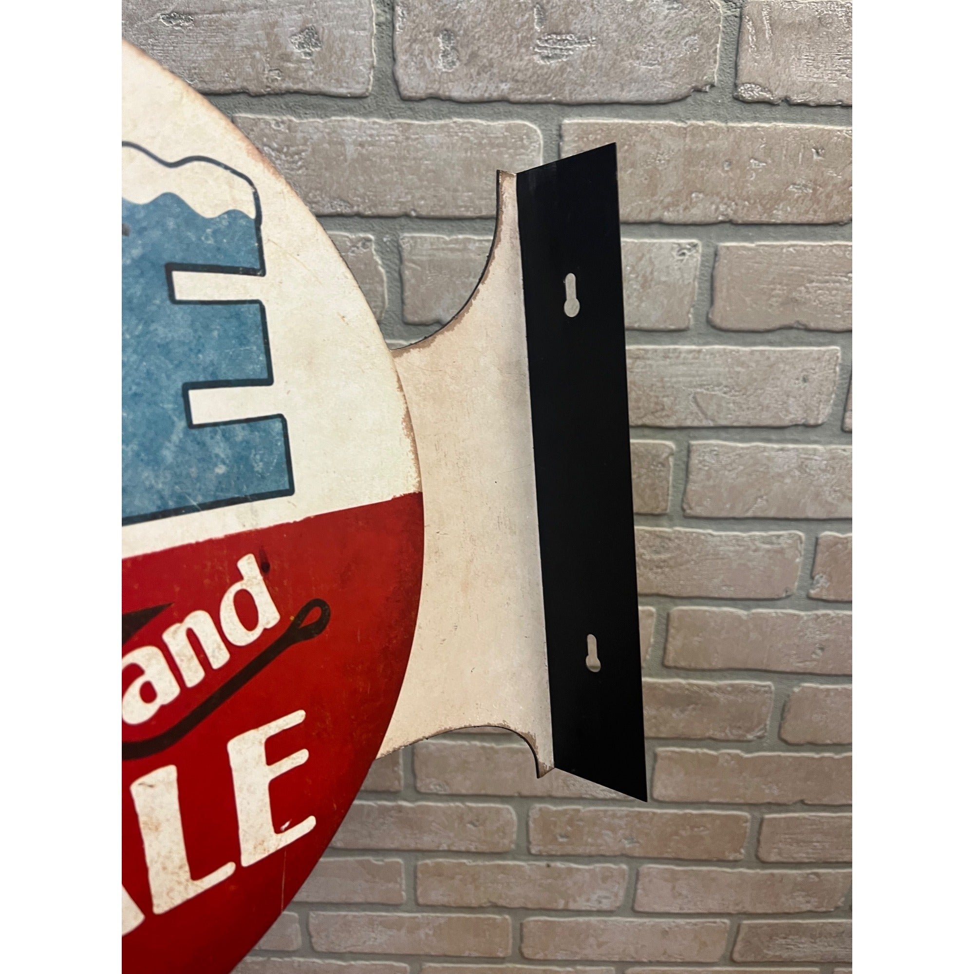 Ice Bait and Tackle Double Sided Flange Fishing Hunting Store Metal Tin Sign