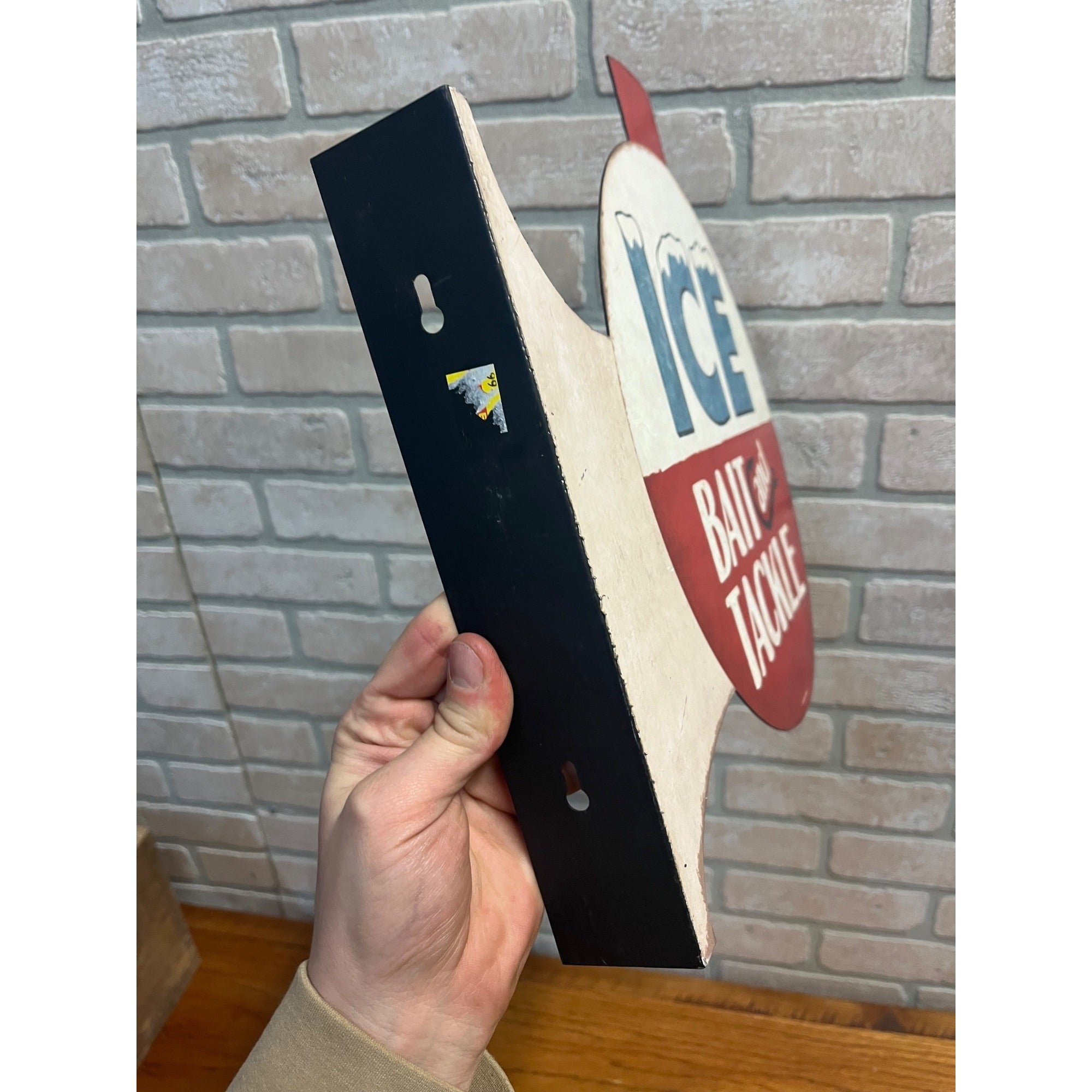 Ice Bait and Tackle Double Sided Flange Fishing Hunting Store Metal Tin Sign