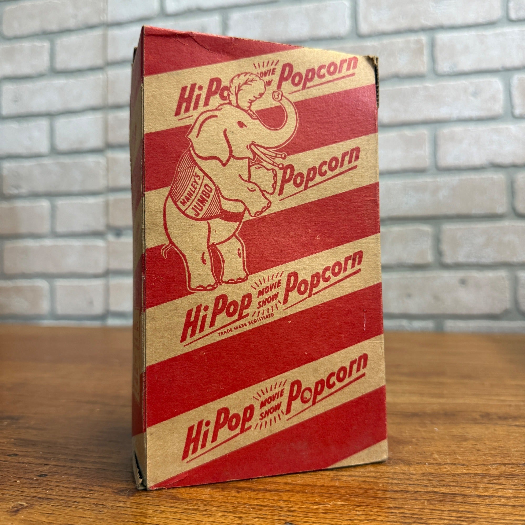 Vintage Manley Hi Pop Movie Show Popcorn Box Jumbo Elephant Circus