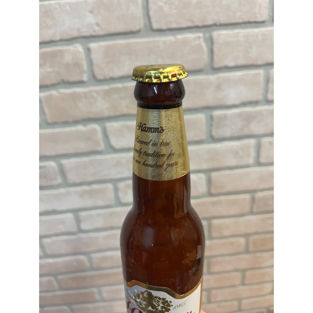 Vintage Hamm's Beer Bottle 12oz Amber Brown Glass Empty w/ Cap & Labels