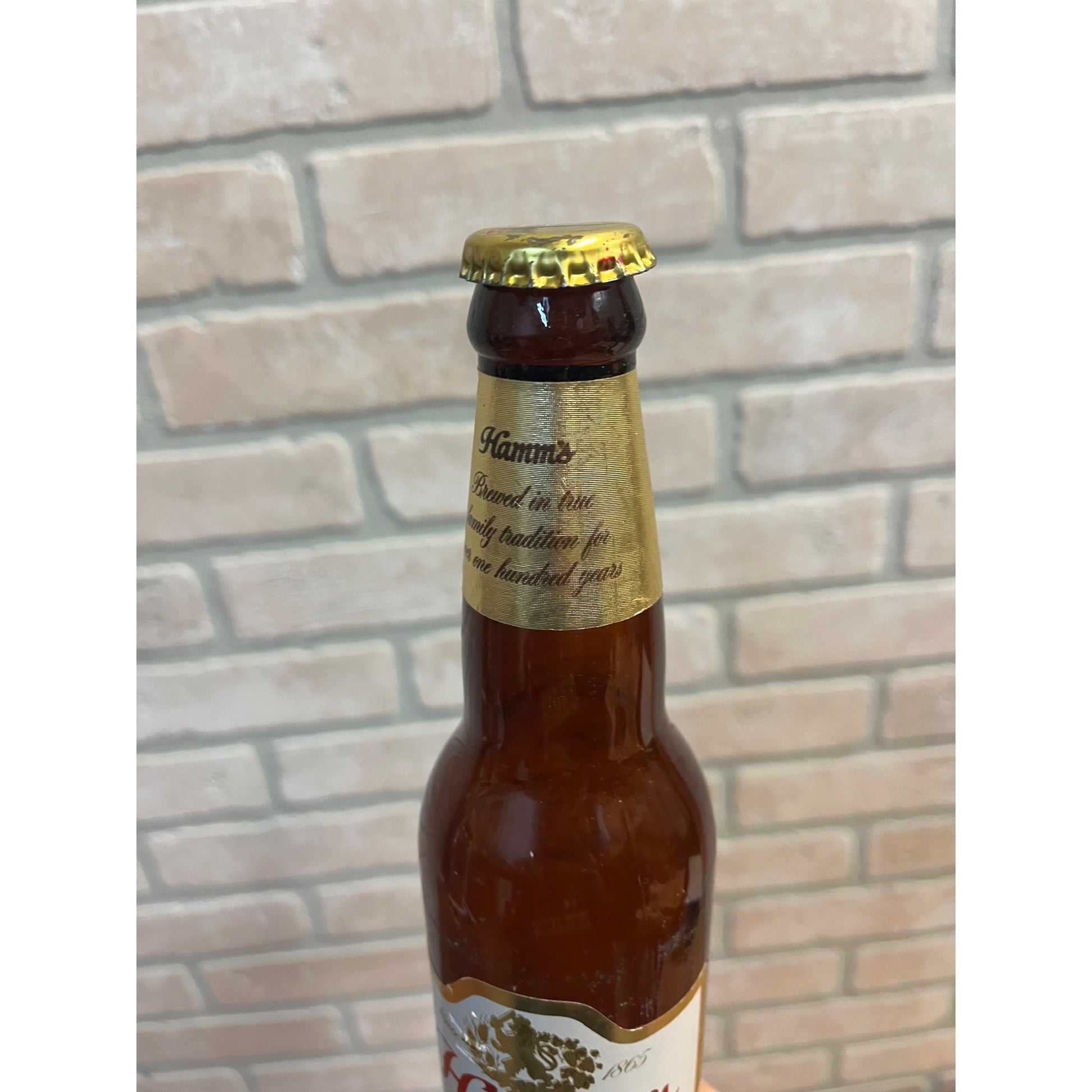 Vintage Hamm's Beer Bottle 12oz Amber Brown Glass Empty w/ Cap & Labels