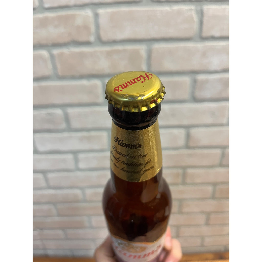 Vintage Hamm's Beer Bottle 12oz Amber Brown Glass Empty w/ Cap & Labels