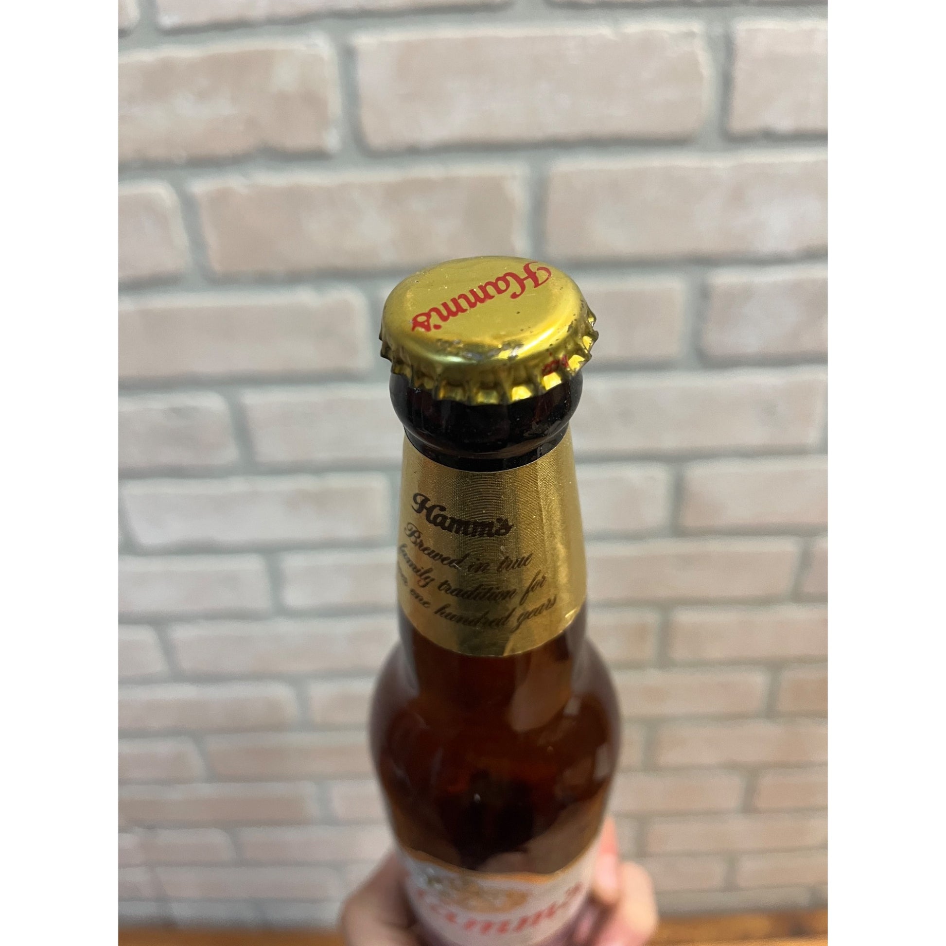 Vintage Hamm's Beer Bottle 12oz Amber Brown Glass Empty w/ Cap & Labels