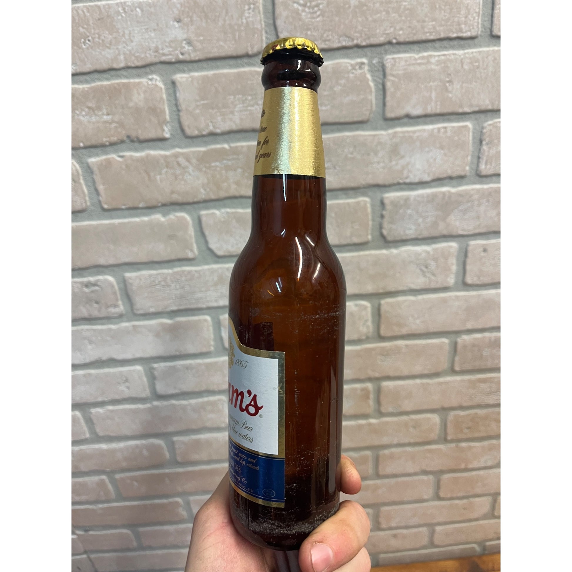 Vintage Hamm's Beer Bottle 12oz Amber Brown Glass Empty w/ Cap & Labels