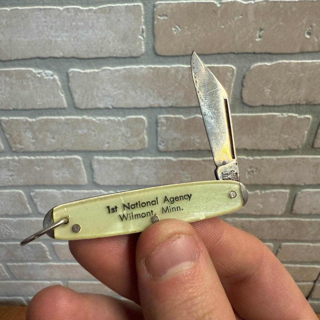 Vintage Imperial Prov. RI Gentleman's Watch Fob Chain Advertising Knife Wilmont MN