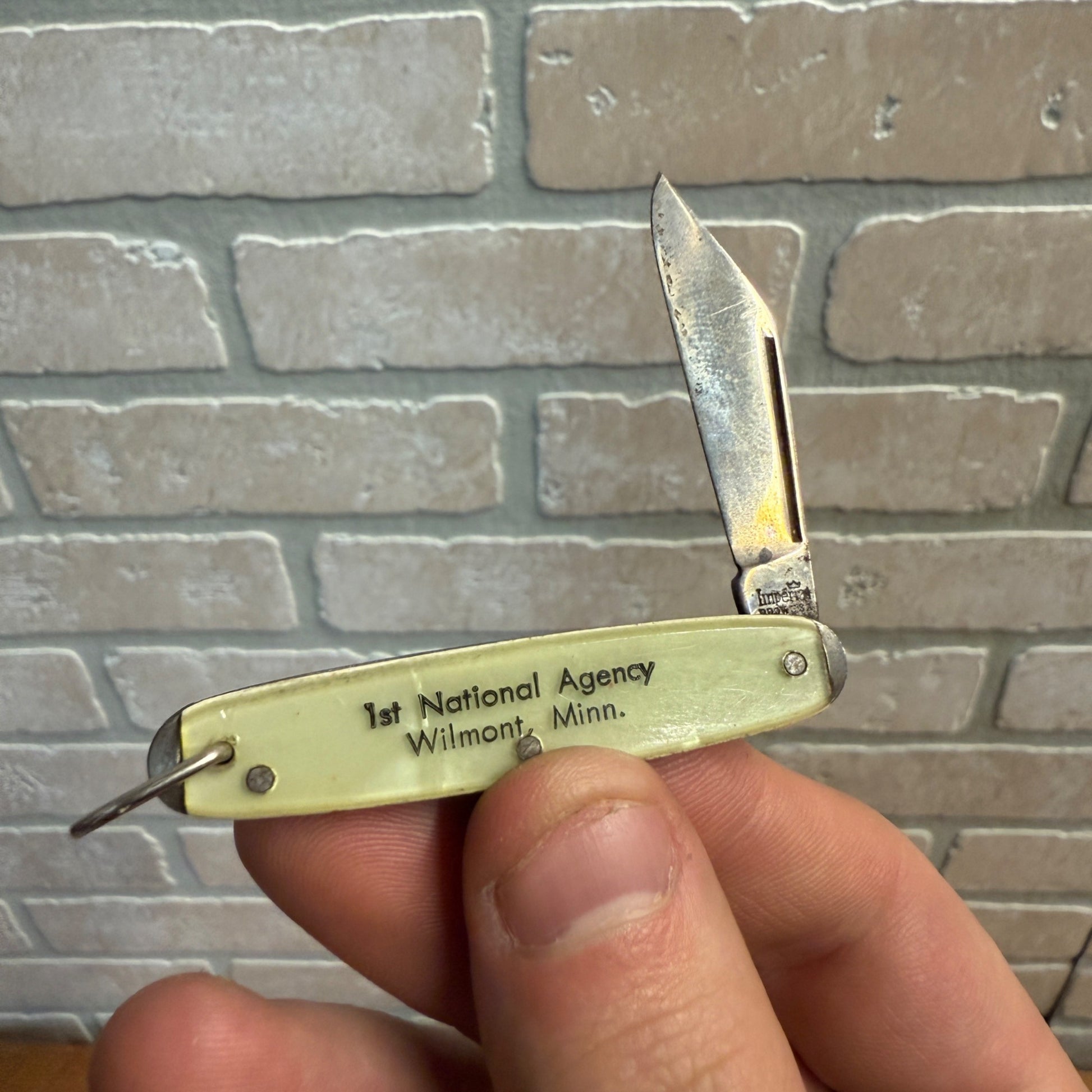 Vintage Imperial Prov. RI Gentleman's Watch Fob Chain Advertising Knife Wilmont MN