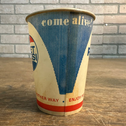 Vintage Diet Pepsi 9oz Come Alive Soda Promo Wax Paper Cup Pepsi Cola