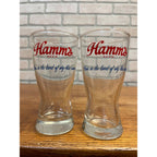Vintage Pair of Hamm's Beer "Born in the Land of Clear Waters" Short Pilsner-Style Glasses Advertising Barware