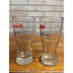 Vintage Pair of Hamm's Beer "Born in the Land of Clear Waters" Short Pilsner-Style Glasses Advertising Barware