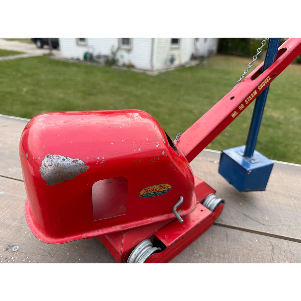 Vintage Tonka No. 50 Steam Shovel Construction Red Pressed Steel Toy