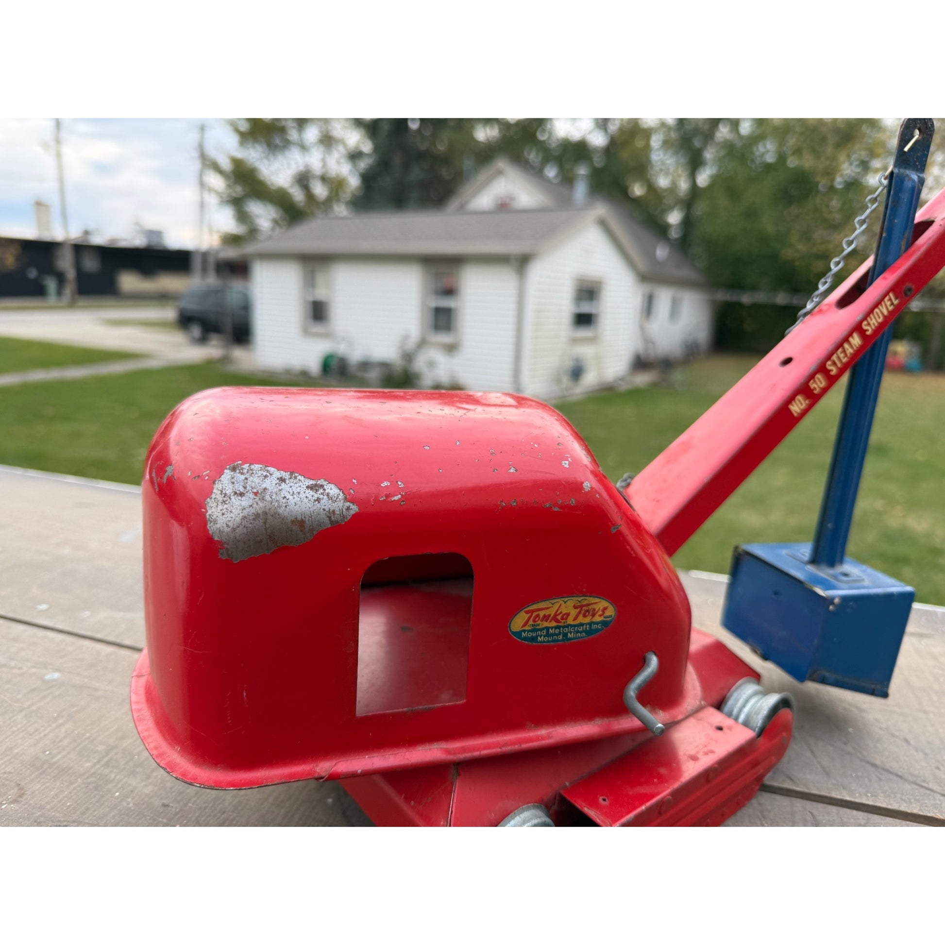 Vintage Tonka No. 50 Steam Shovel Construction Red Pressed Steel Toy