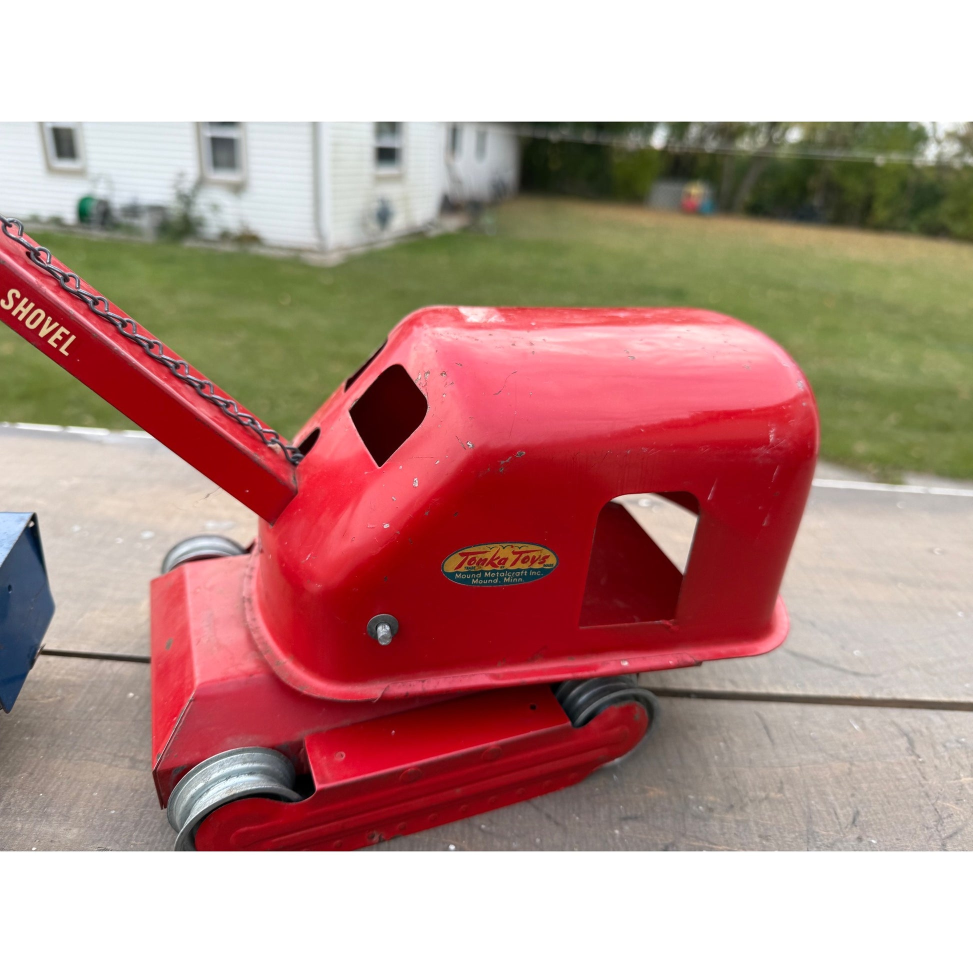 Vintage Tonka No. 50 Steam Shovel Construction Red Pressed Steel Toy