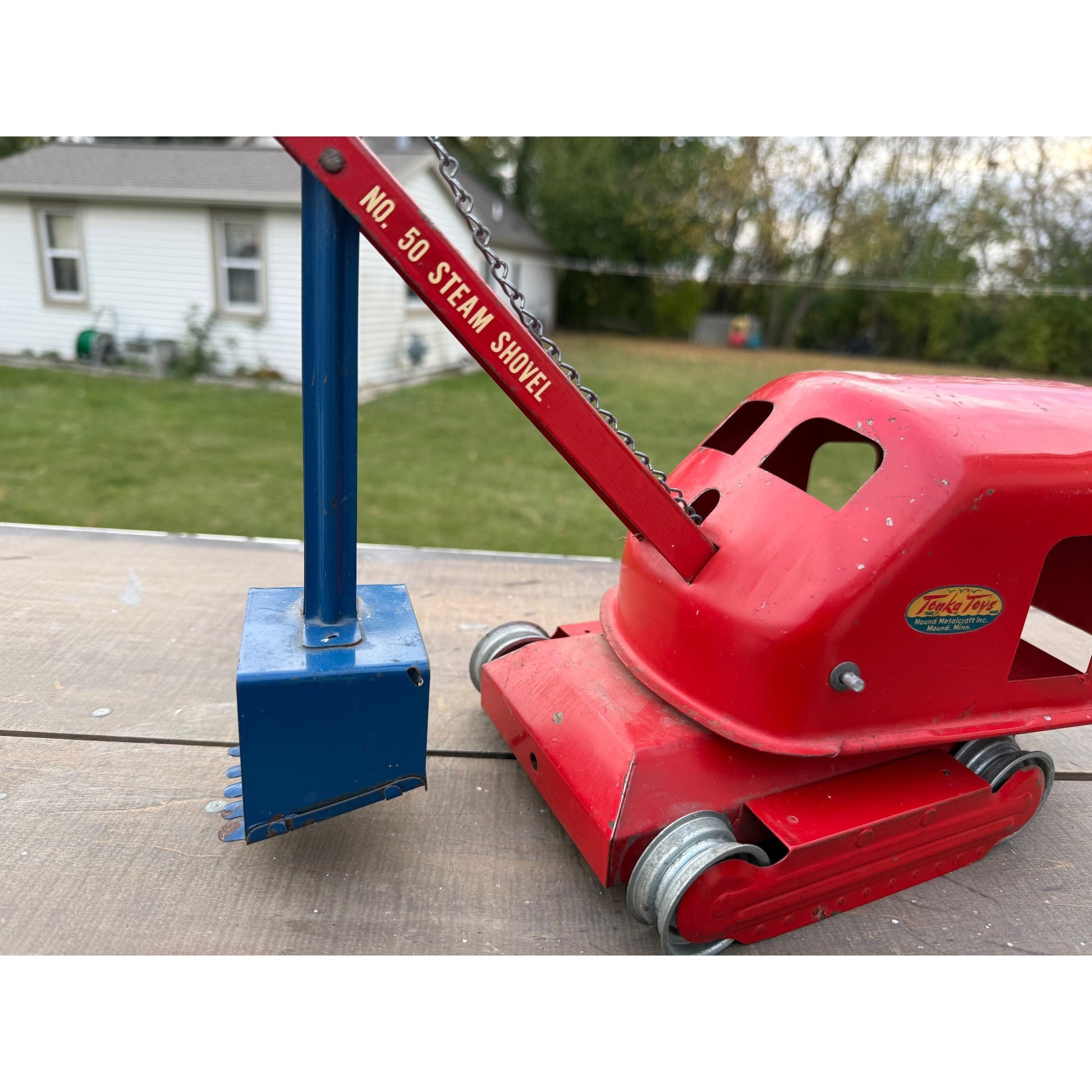 Vintage Tonka No. 50 Steam Shovel Construction Red Pressed Steel Toy
