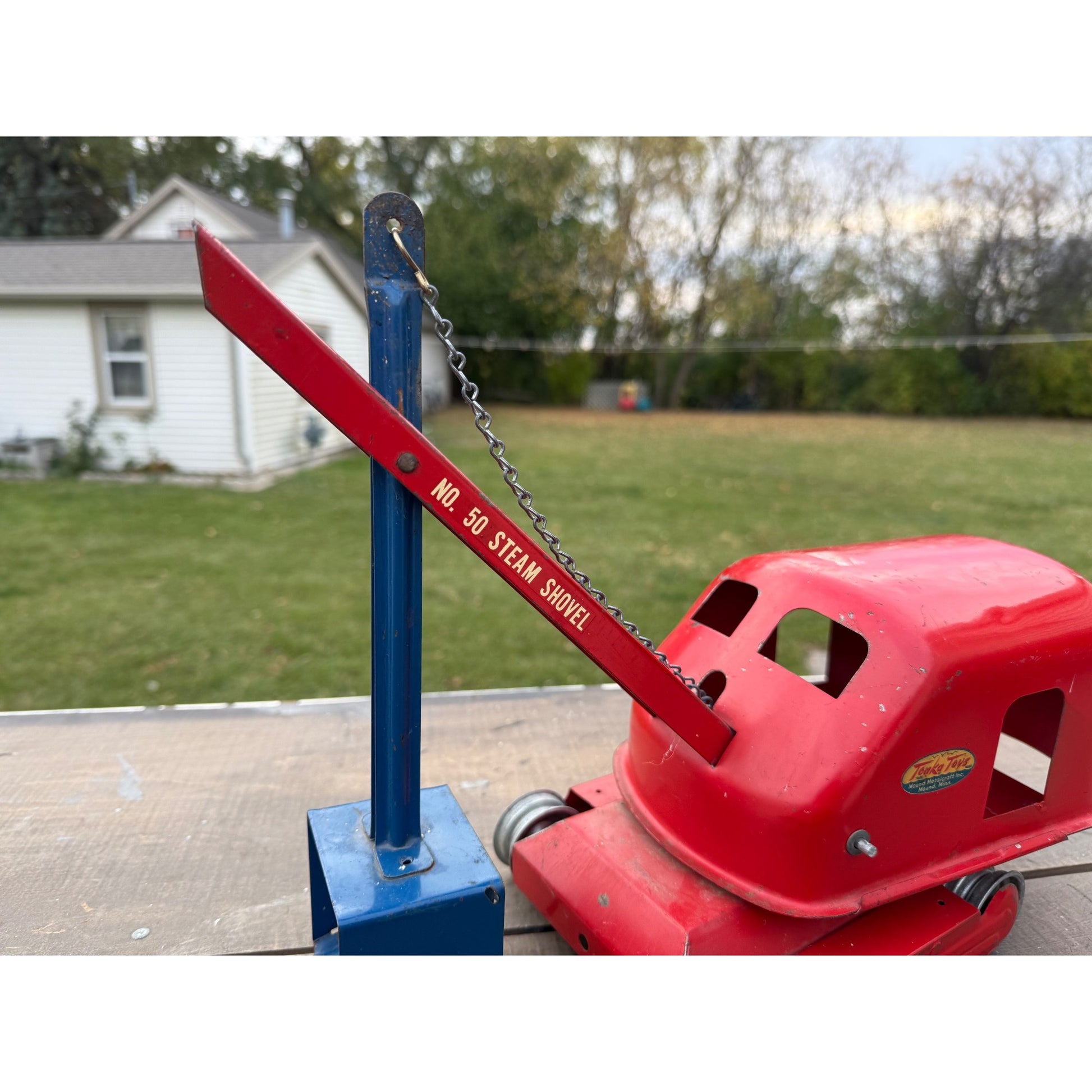 Vintage Tonka No. 50 Steam Shovel Construction Red Pressed Steel Toy