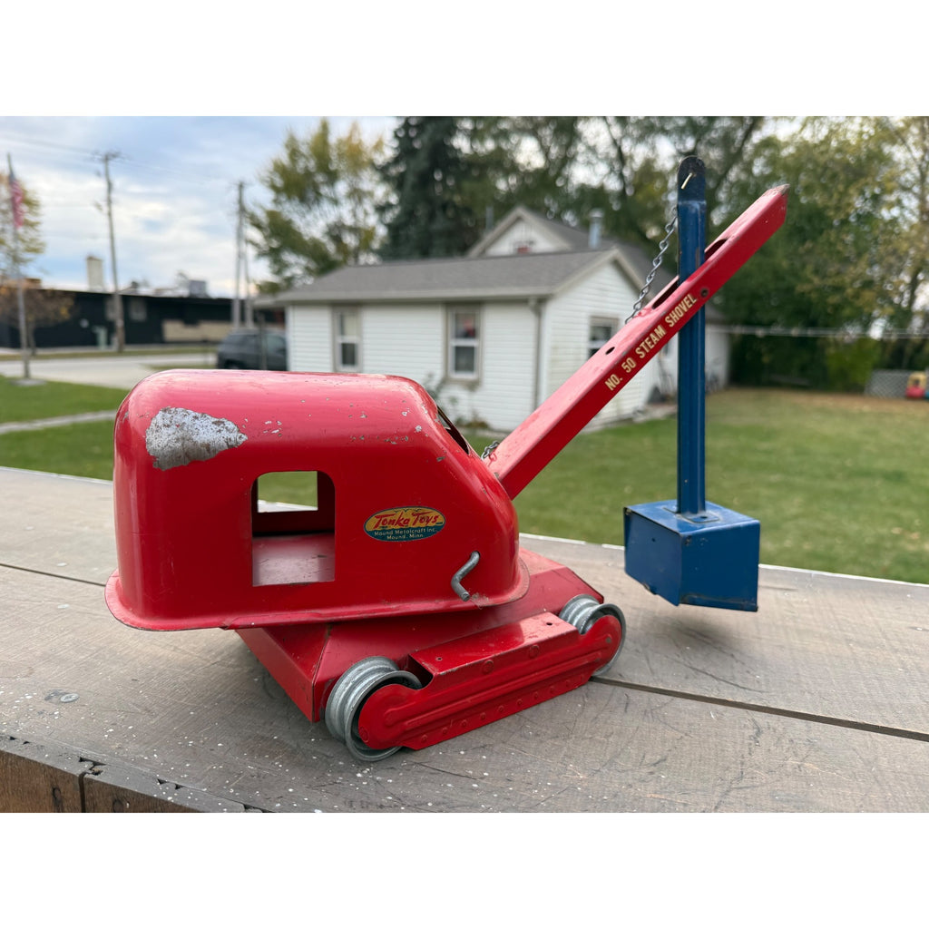 Vintage Tonka No. 50 Steam Shovel Construction Red Pressed Steel Toy