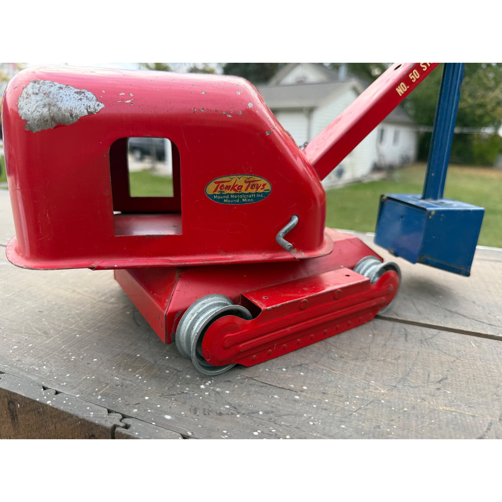 Vintage Tonka No. 50 Steam Shovel Construction Red Pressed Steel Toy