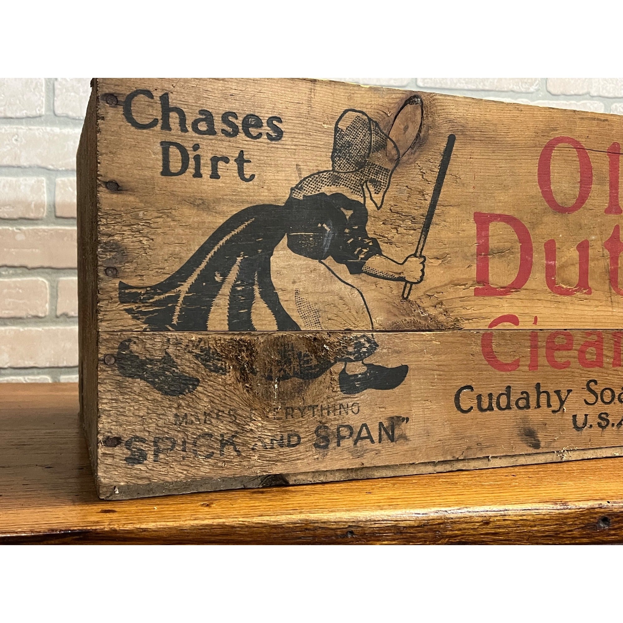 Vintage Antique Old Dutch Cleanser Cudahy Soap Works Wood Wooden Box Crate Farm