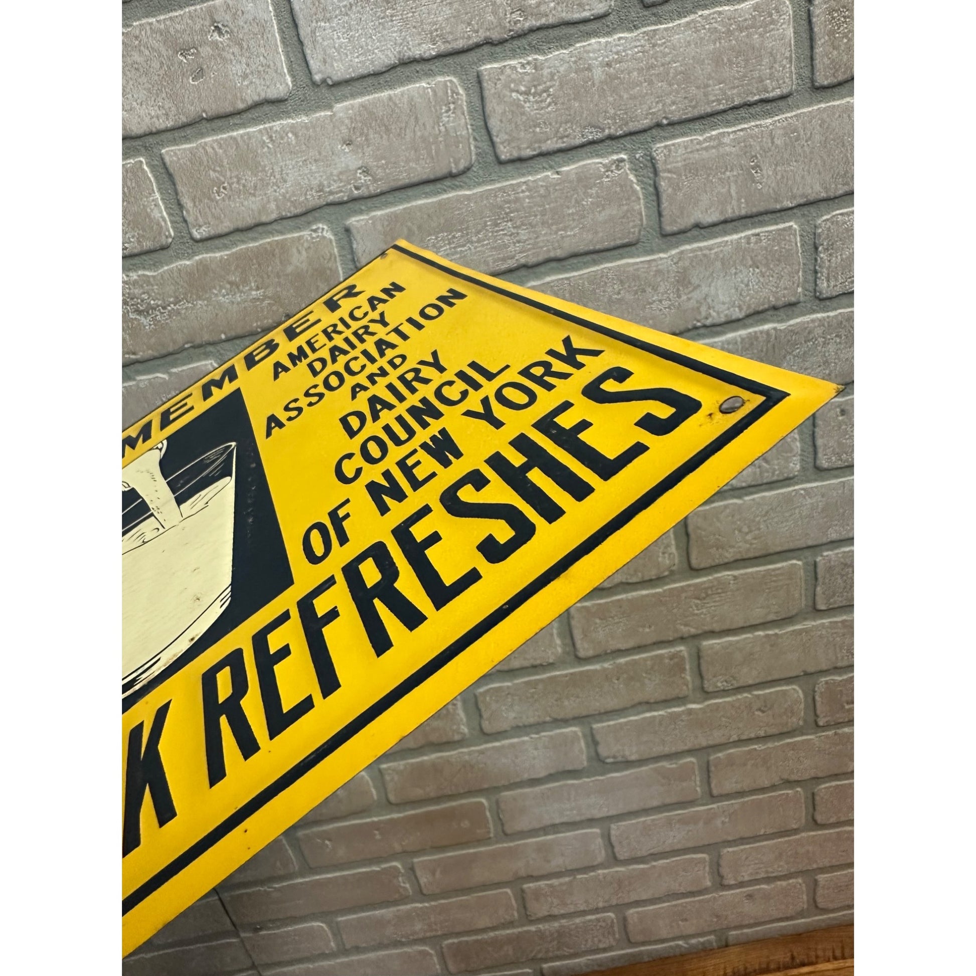 Vintage Member American Dairy Association Milk Refreshes Tin Embossed Sign