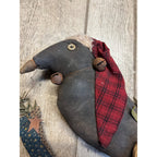 Antique Primitive Style Christmas Crow Black Bird Plush Decor AAFA Folk Art w/ Stocking