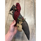 Antique Primitive Style Christmas Crow Black Bird Plush Decor AAFA Folk Art w/ Stocking