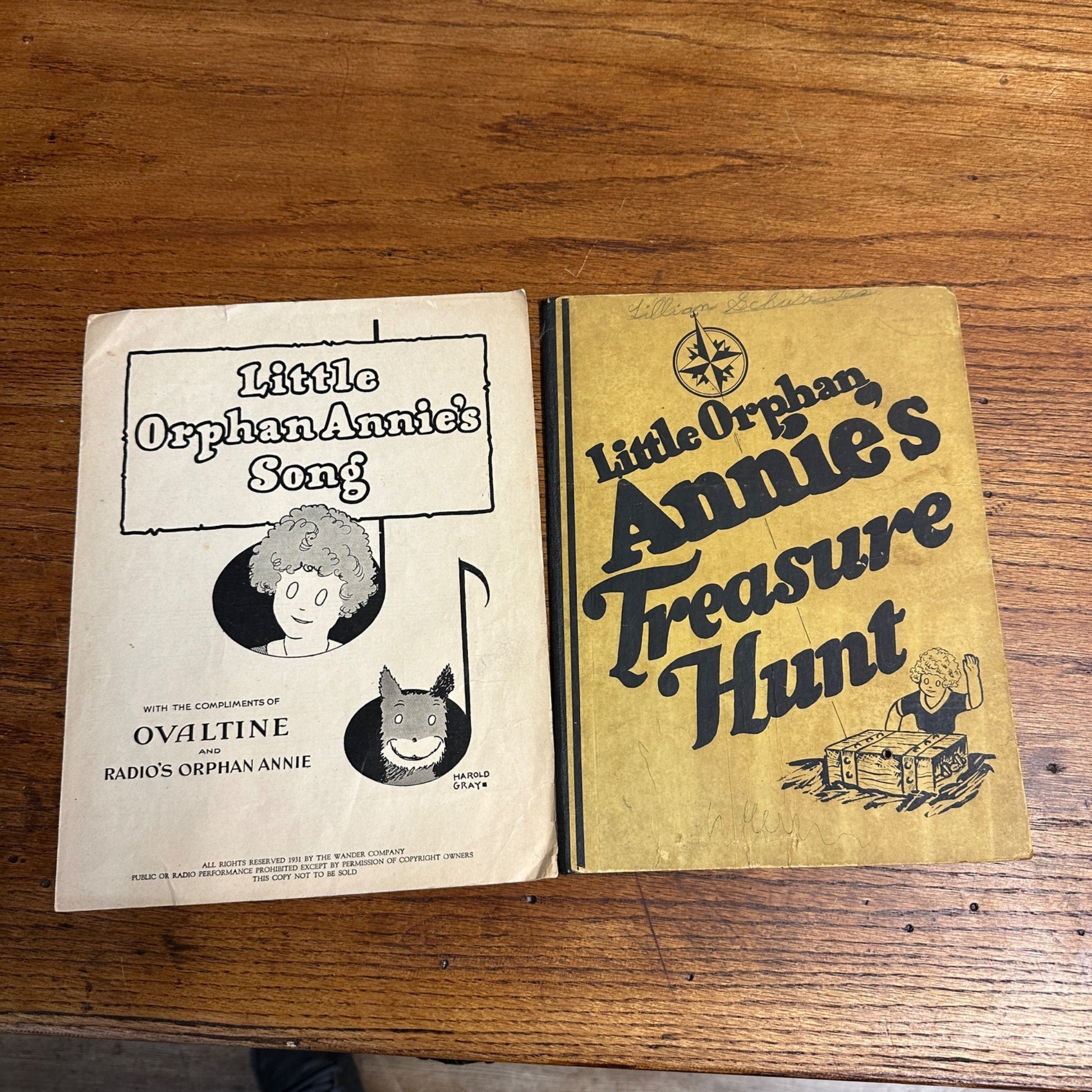 1933 Little Orphan Annie Treasure Hunt Game Board and Song Sheet Music Ovaltine