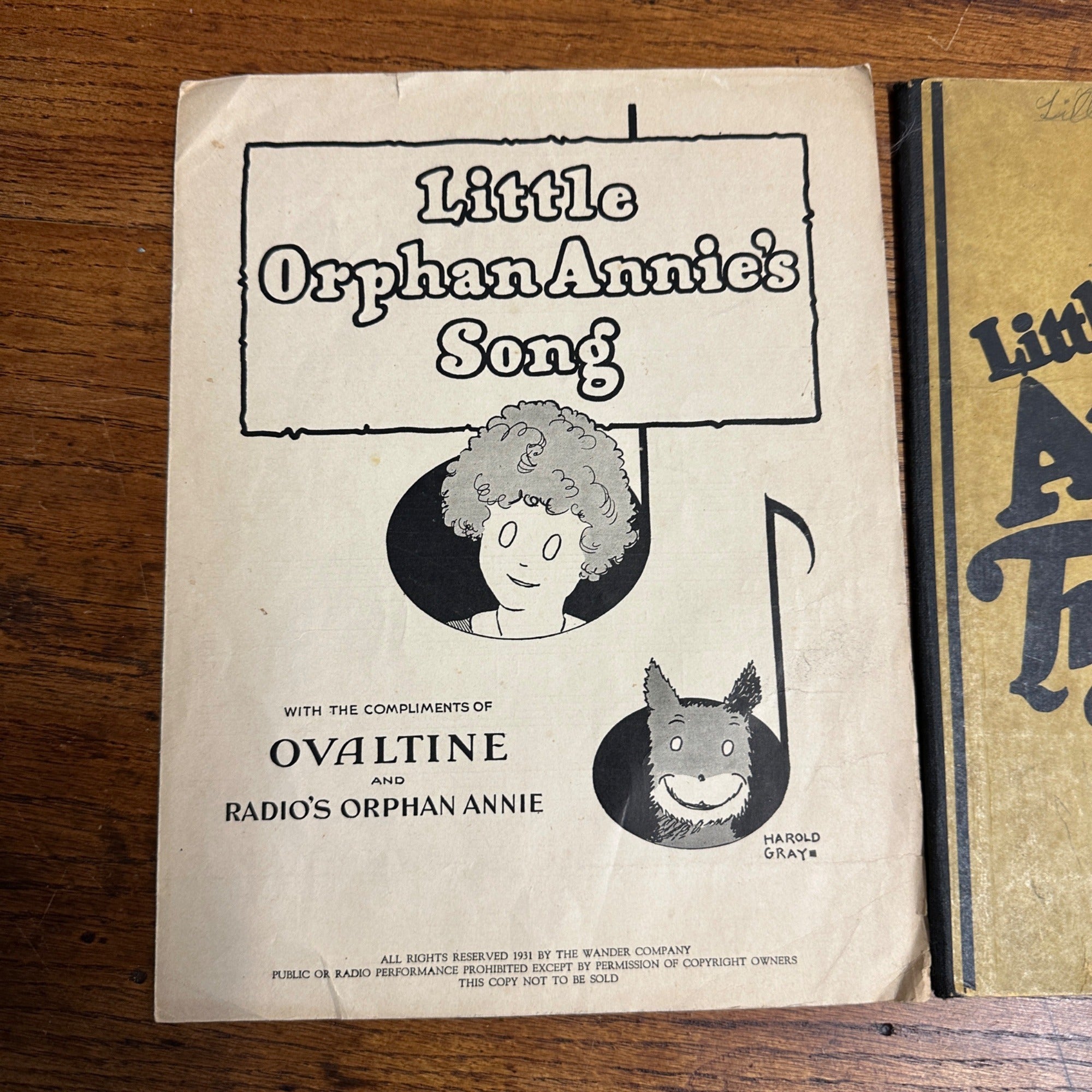 1933 Little Orphan Annie Treasure Hunt Game Board and Song Sheet Music Ovaltine