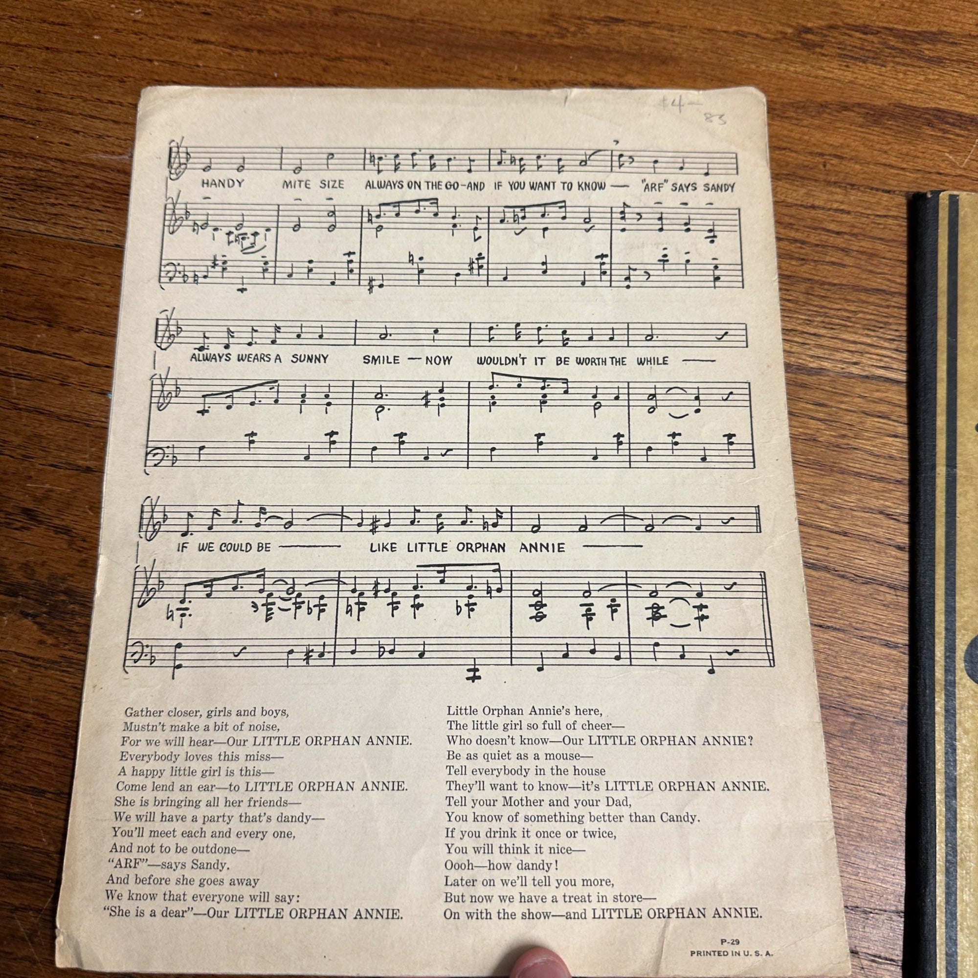 1933 Little Orphan Annie Treasure Hunt Game Board and Song Sheet Music Ovaltine