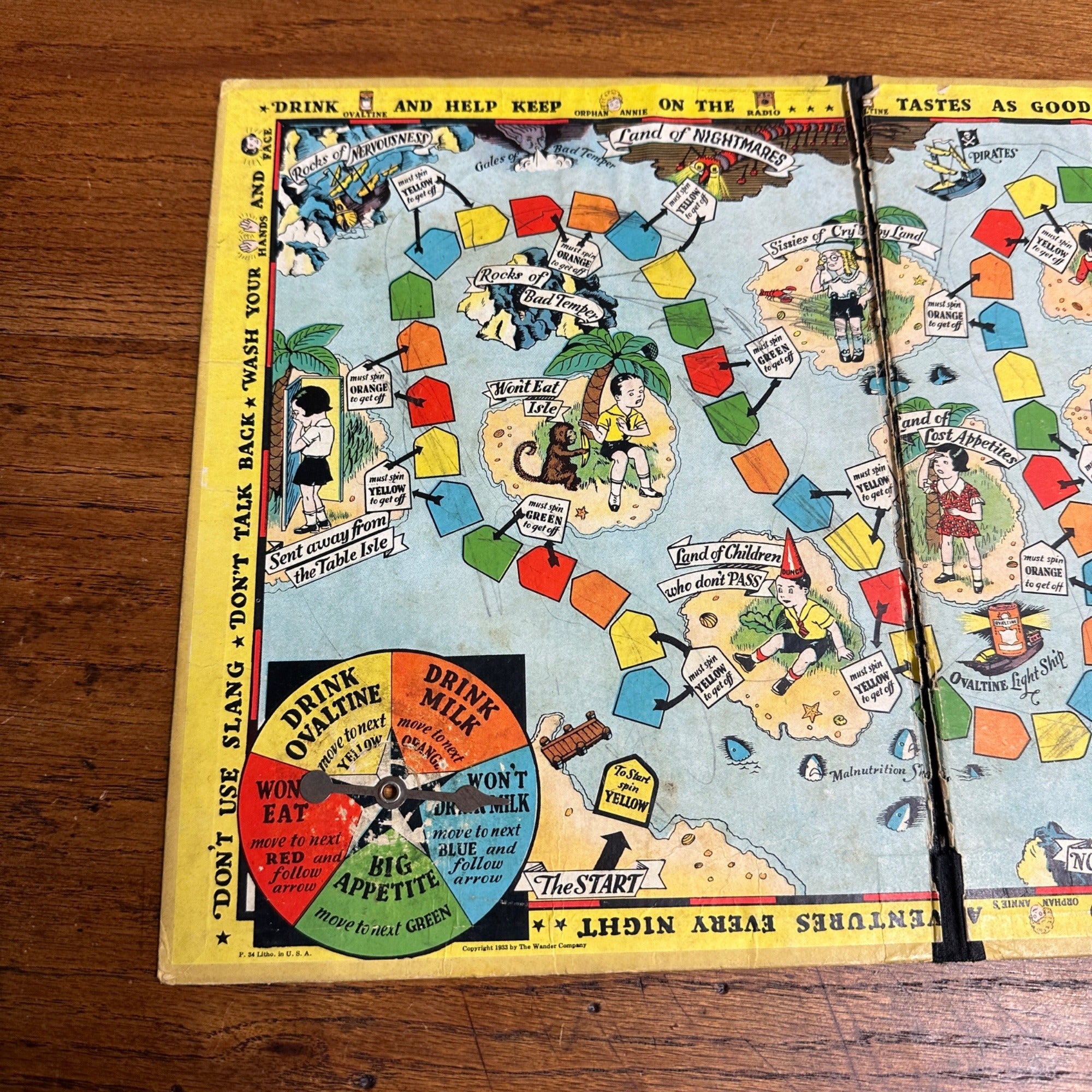 1933 Little Orphan Annie Treasure Hunt Game Board and Song Sheet Music Ovaltine