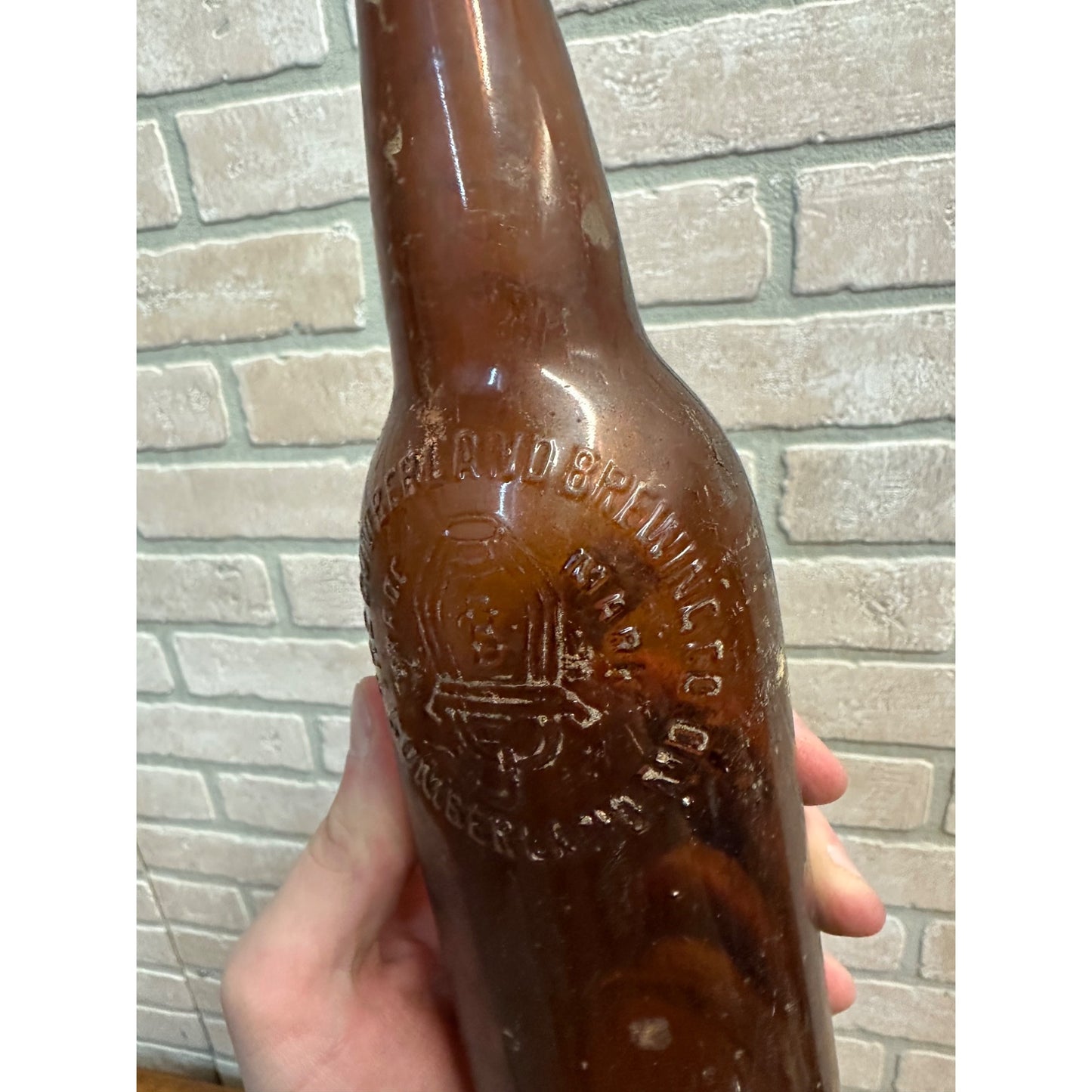 Pre-Pro Cumberland Brewing Co Beer Bottle Amber Brown Embossed MD 12-1/2oz