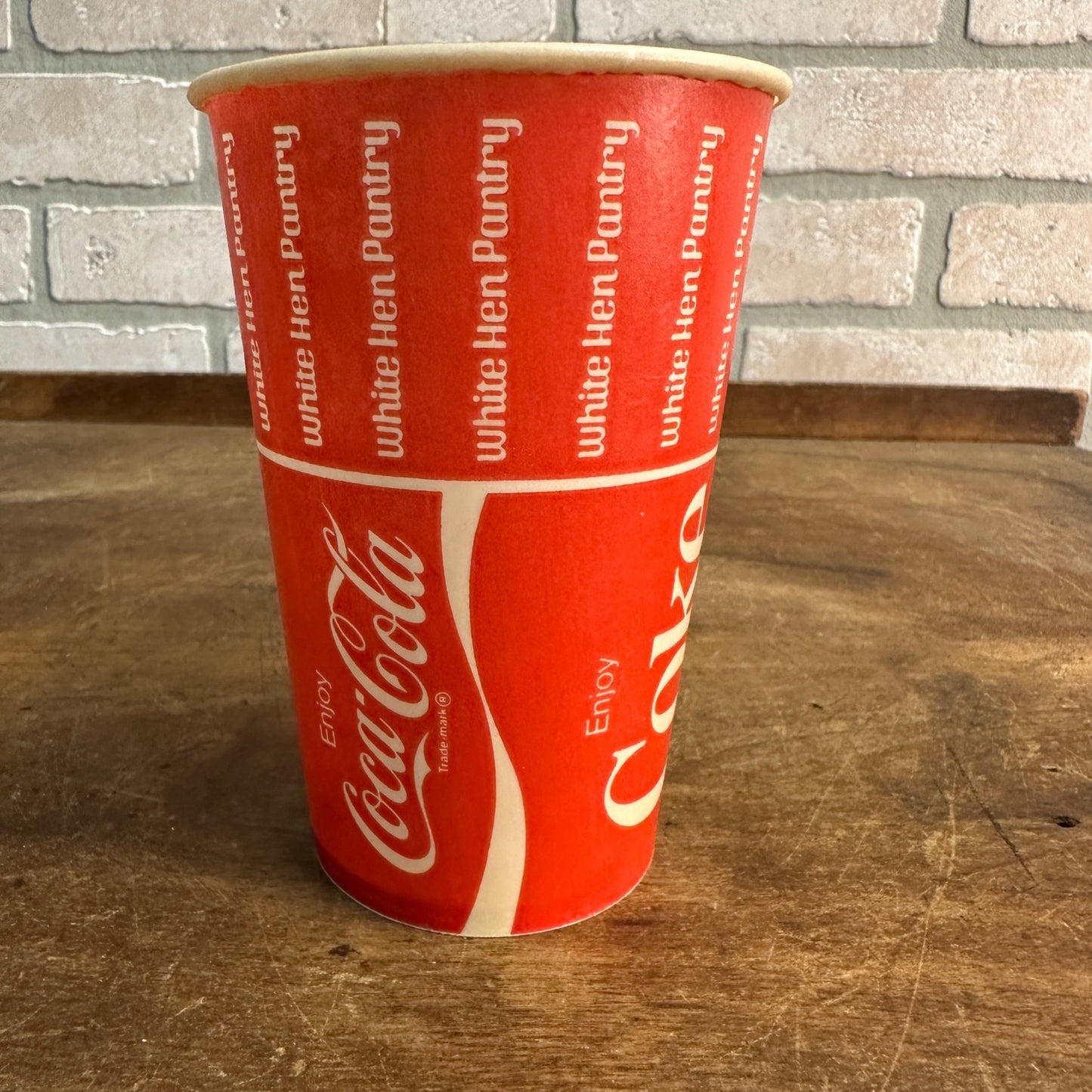 Scarce Vintage Coca Cola White Hen Pantry  Wax Paper Soda Cup Coke