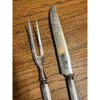 Vintage Holmes & Edwards Silverplate Carving Knife Set Art Deco Style Two (2) Pieces